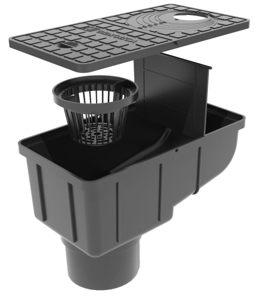 Трап уличный Gidrolica Rain ТУ-30.16,6.20 - пластиковый с крышкой глухой пластиковой